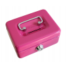 4inch Small Key Lock Petty Cash Piggy Bank Money Box Pot Safe Coin Slot Pink