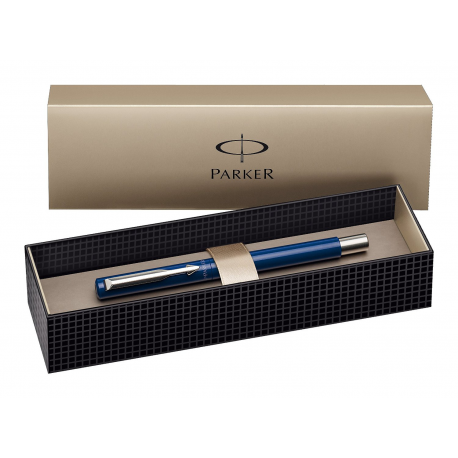 Parker Vector Stainless Steel Fountain Ink Pen Blue with Gift Box