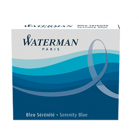 Waterman Short Size Ink Cartridges Serenity Blue - Pack of 6