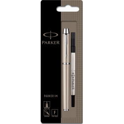 Parker IM Rollerball Pen with Fine Nib, CT Brushed Metal S0878571