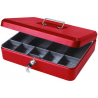 12" Large Locking Cash Box, Petty Cash Tin - Red