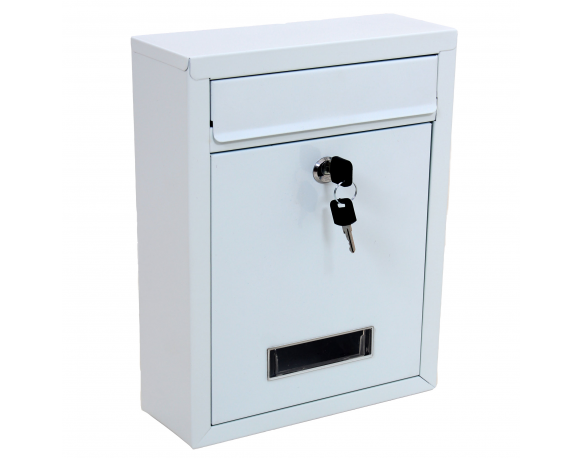 Mailbox Wall Mounted Outdoor White Metal Residential Postbox Locking Letterbox for Outside Wall