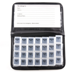 7 Day Pill Wallet Case Box Organiser Holder 4 Compartments AM PM Weekly Round
