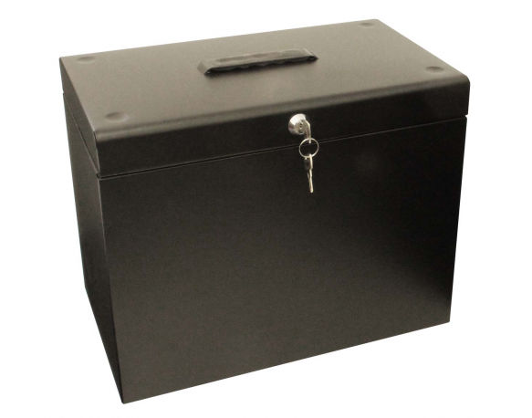 Cathedral Lockable A4 Metal Filing Box, Black