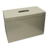 Cathedral Foolscap Metal File Box with Lock, Silver HOSL